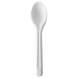 Cuchara de Fibra Moldeada Blanca 16cm (50 Uds)