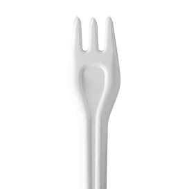 Tenedor de Fibra Moldeada Blanco 16,5cm (50 Uds)