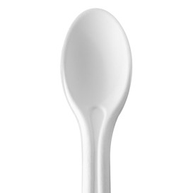 Cuchara de Fibra Moldeada Blanca 16cm (50 Uds)