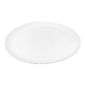 Plato de Cartón Redondo Blanco Ø32cm 600g/m² (50 Uds)