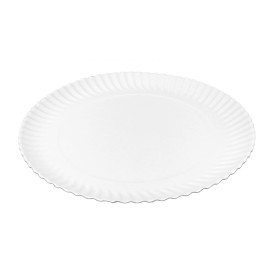 Plato de Cartón Redondo Blanco Ø27cm 550g/m² (50 Uds)