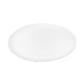 Plato de Cartón Redondo Blanco Ø23cm 450g/m² (50 Uds)