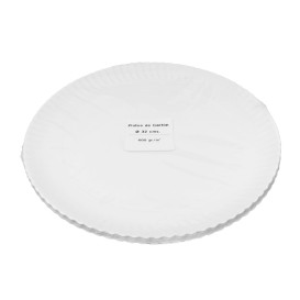 Plato de Cartón Redondo Blanco Ø32cm 600g/m² (50 Uds)