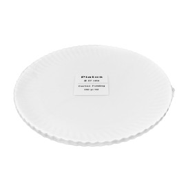 Plato de Cartón Redondo Blanco Ø27cm 550g/m² (50 Uds)