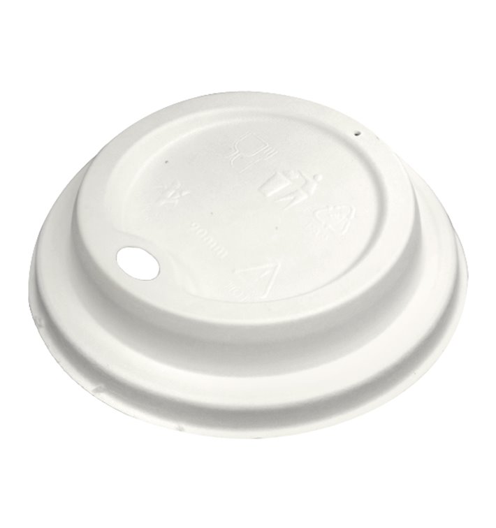 Tapa Travel con Agujero Fibra Moldeada Blanca Ø9,0cm (1.000 Uds)