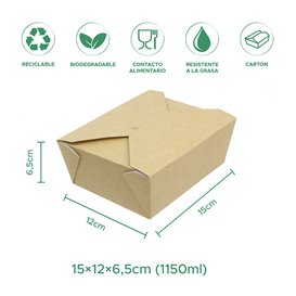 Caja Americana Kraft 15x12x6,5cm 1150ml (25 Uds)