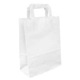 Bolsa Papel Kraft Blanca con Asas 100g/m² 22+11x27cm (250 Uds)