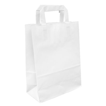 Bolsa Papel Blanca con Asa Plana 70g/m² 22+10x28cm (250 Uds)