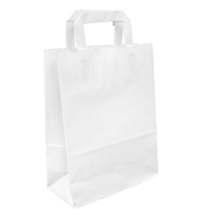 Bolsa Papel Kraft Blanca con Asas 100g/m² 22+11x27cm (25 Uds)