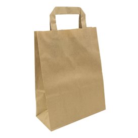 Bolsas de Papel Asa Plana Kraft 80g/m² 22+10x28cm (50 Uds)