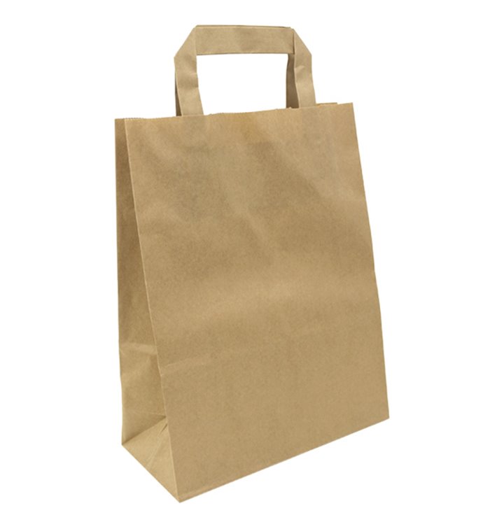 Bolsas de Papel Asa Plana Kraft 80g/m² 22+10x28cm (50 Uds)