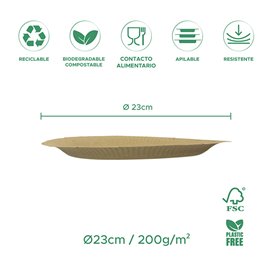 Plato de Cartón Redondo “Radial” Kraft Ø23cm 200gr/m² (650 Uds)