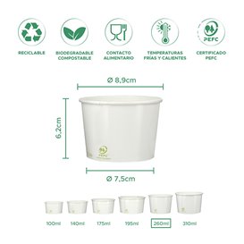 Tarrina de Cartón para Helados Ecológica 260ml (1.320 Uds)