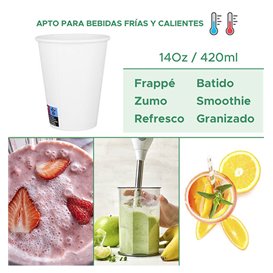 Vaso Cartón ECO 14 Oz/420ml Blanco Ø9cm (1.000 Uds)