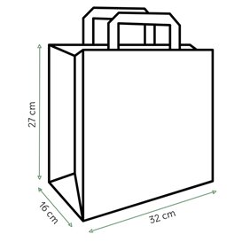 Bolsa Papel Kraft con Asa Plana 70g/m² 32+16x27cm (50 Uds)