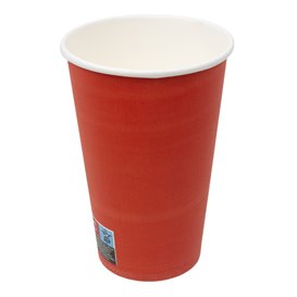 Vaso Cartón "Colores" Rojo 600ml Ø9,4cm (20 Uds)