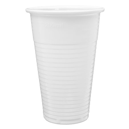 Vaso de Plástico PP Reutilizable Blanco 220ml (100 Uds)