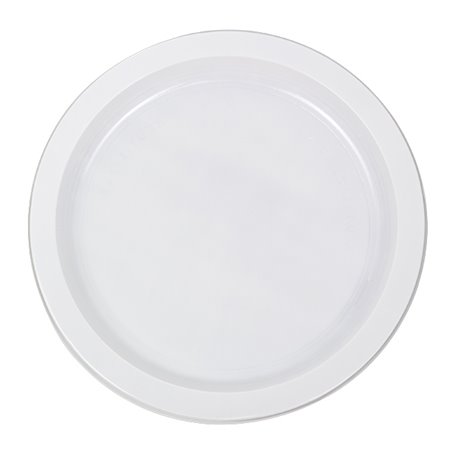 Plato Llano Reutilizable Económico PS Blanco Ø22cm (50 Uds)