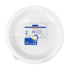 Plato Hondo Reutilizable Económico PS Blanco Ø22cm (25 Uds)