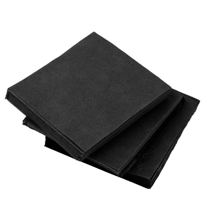 Servilleta Cocktail de Papel Punta-Punta 20x20cm 2C Negra (100 Uds)