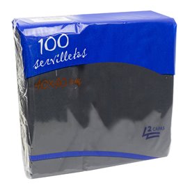 Servilleta de Papel con Cenefa 40x40cm Negra 2C (100 Uds)