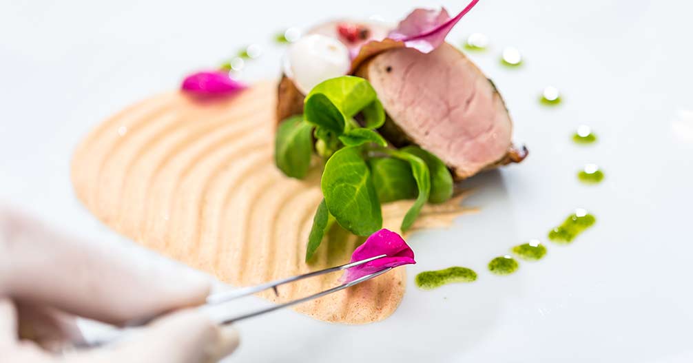 Plato de alta cocina: composición muy compleja