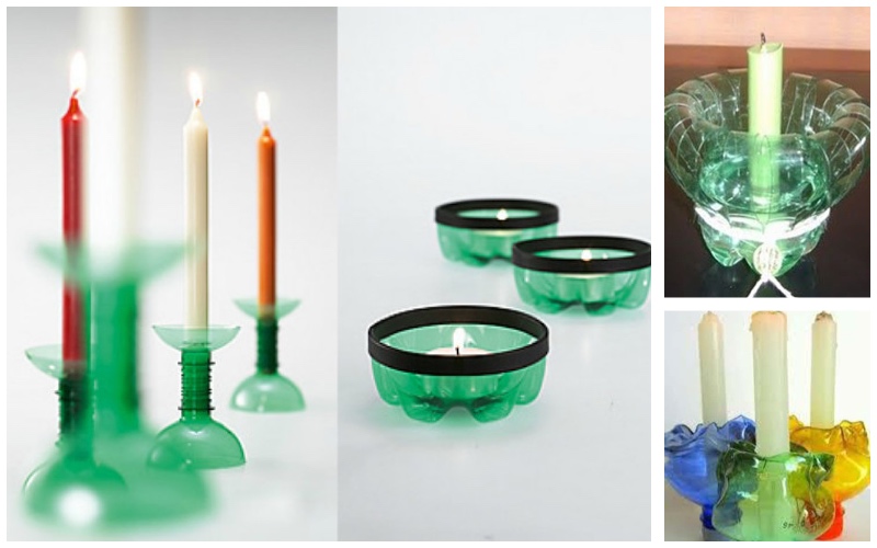 Candelabros para reutilizar envases de plástico