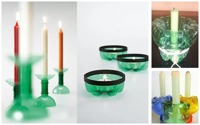 Candelabros para reutilizar envases de plástico