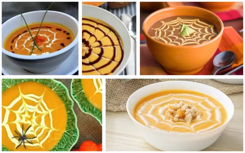 Sopa de calabaza con telarañas