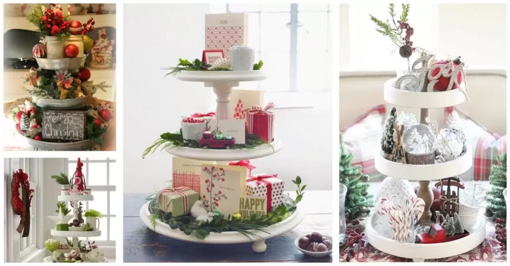 Soportes para cupcakes como centros de mesa navideño