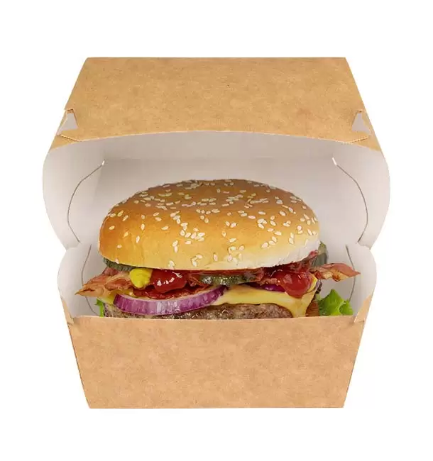 caja hamburguesa en carton kraft
