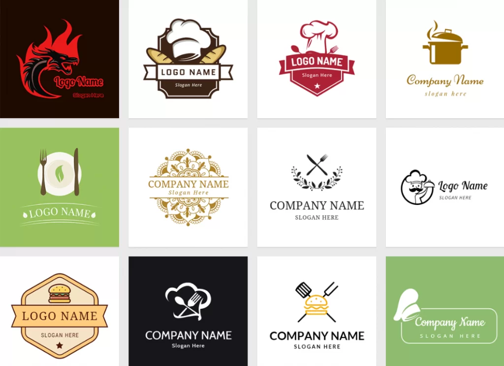 Ejemplos de logos para restaurantes en DesignEvo