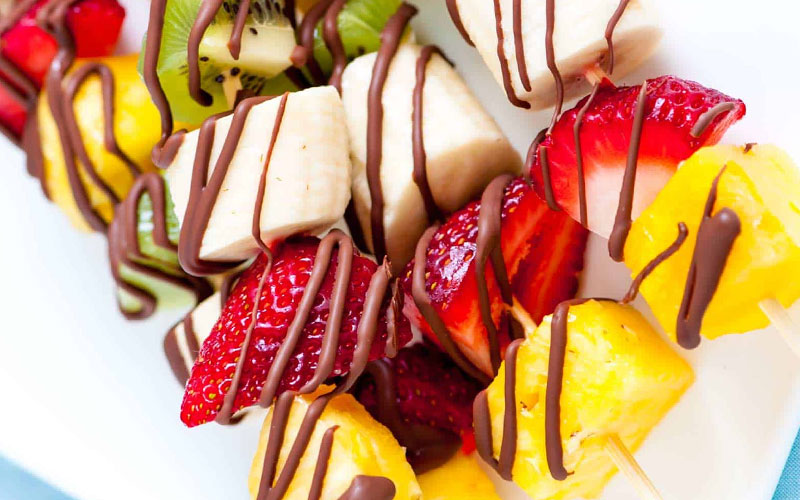 frutas con chocolate