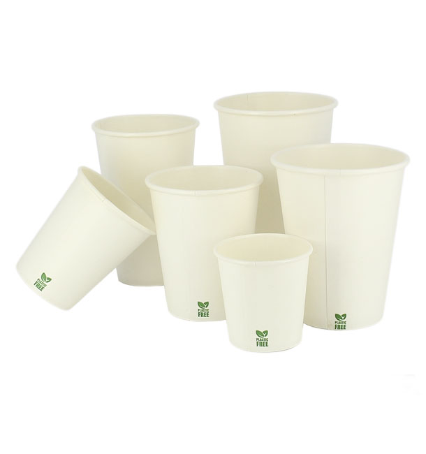 Vasos de cartón sin plástico de color blanco