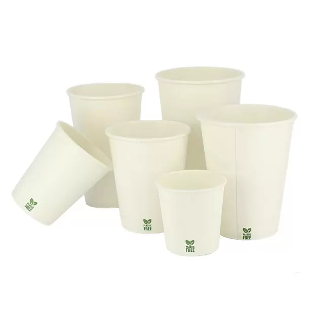 Vasos de cartón sin plástico de color blanco