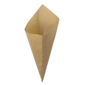 Cono de Papel Antigrasa Kraft 19,5cm 50gr (100 Uds)