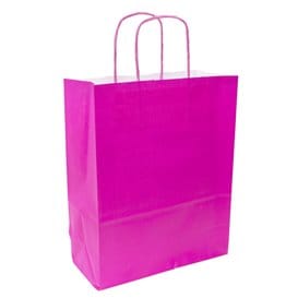 Bolsa Papel Fucsia con Asas 90g/m² 28+10x22 cm (25 Uds)