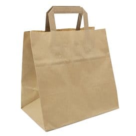 Bolsa Papel Kraft con Asas Planas 70g/m² 25+17x26cm (50 Uds)