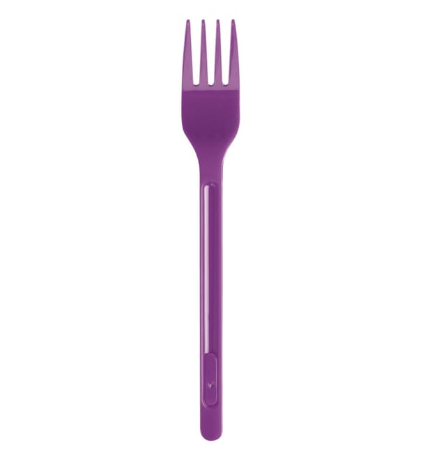 Tenedor de Plastico Violeta PS 175mm (20 Uds)