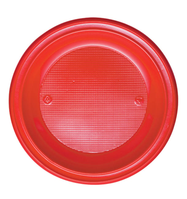 Plato de Plastico Hondo Rojo PS 220mm (600 Uds)