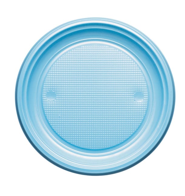 Plato de Plastico PS Llano Azul Claro Ø220mm (780 Uds)