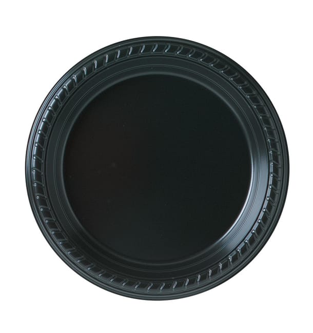 Plato de Plastico Party PS Llano Negro Ø180mm (25 Uds)