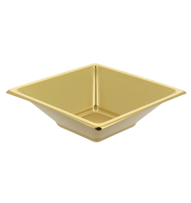 Bol de Plastico Cuadrado Oro 120x120x40mm (5 Uds)