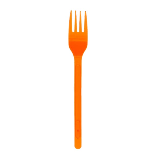 Tenedor de Plastico PS Naranja 175mm (20 Uds)