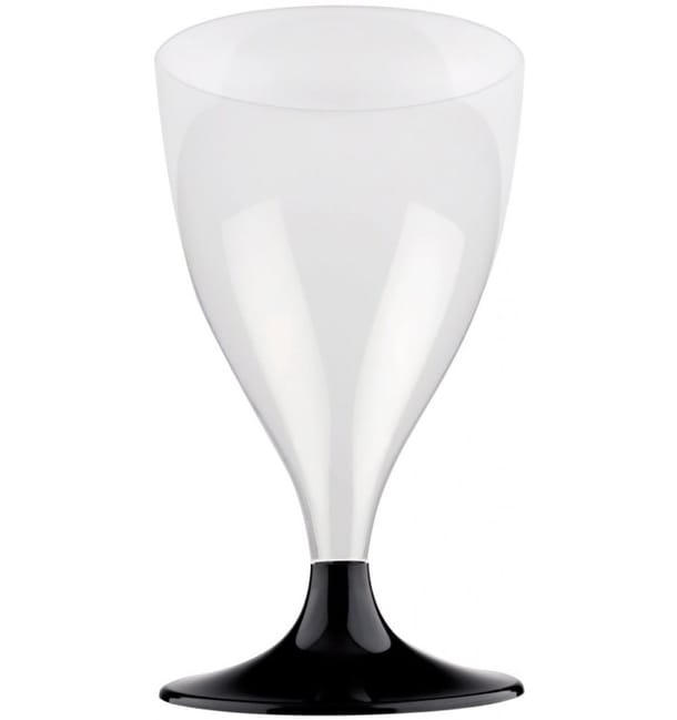 Copa de Plastico Vino con Pie Negro 200ml (200 Uds)