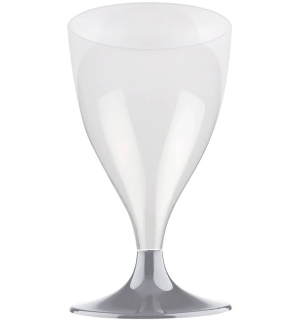 Copa de Plastico Vino con Pie Gris 200ml (20 Uds)