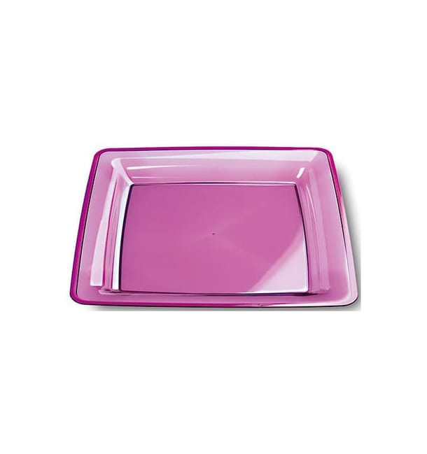 Plato Plastico Cuadrado Extra Rigido Berenjena 22,5x22,5cm (72 Uds)