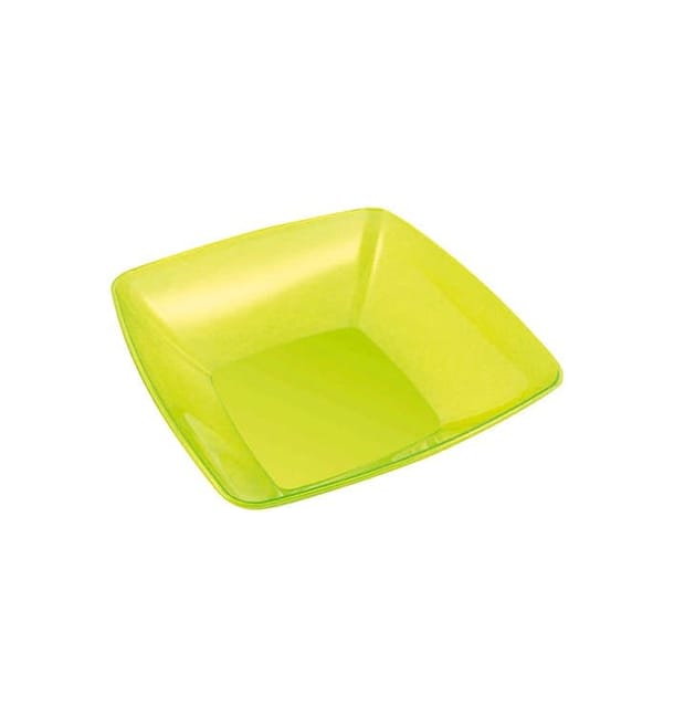 Bol de Plastico Cuadrado Verde 28x28cm (20 Uds)