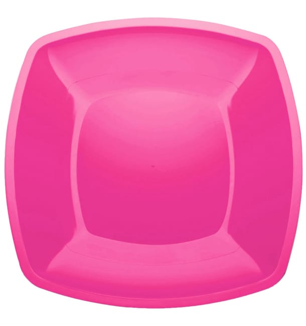 Plato de Plastico Llano Fucsia Square PS 300mm (72 Uds)