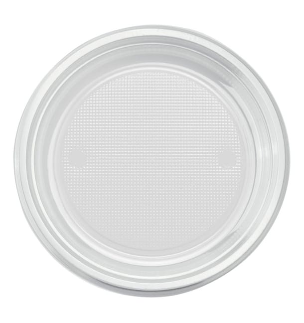 Plato de Plastico PS Llano Transparente Ø220mm (30 Uds)